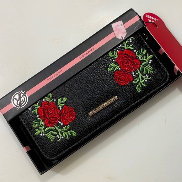 🆕 Rampage Floral Embroidered & Pebbled Zip-Around Long Trifold Wallet - Picture 2 of 14